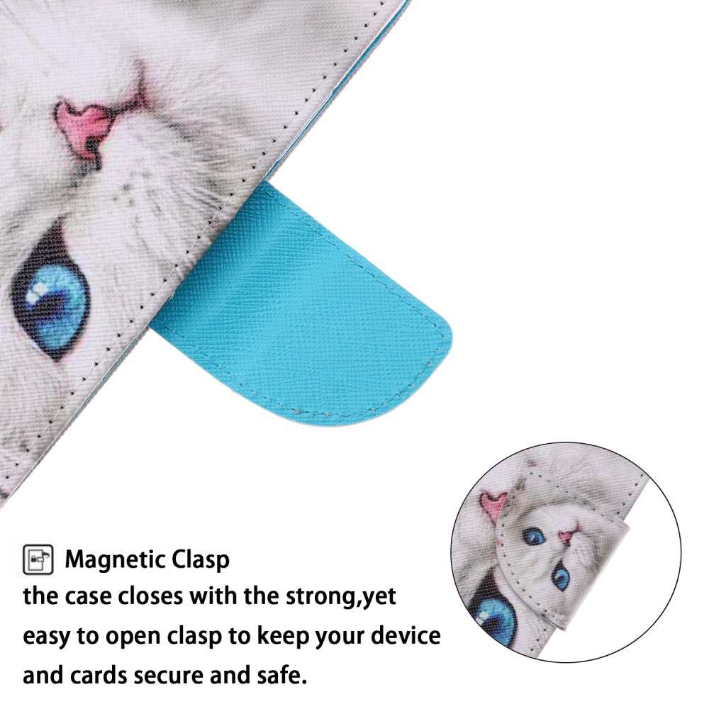 For Samsung J4 Plus/J6 Plus Cartoon Phone Shell Delicate Smartphone Case PU Leather Overall Protective Wallet Design Blue eyes cat - Image 3