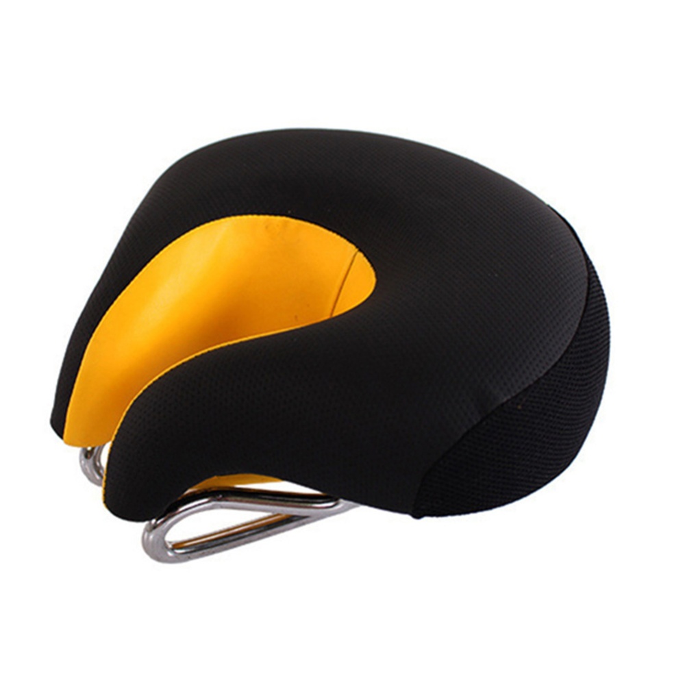 Wide Bicycle Bike Seat No Nose Mountain Saddle Comfortable Cycling Cushion High Resilience Black orange_Average size - Image 3