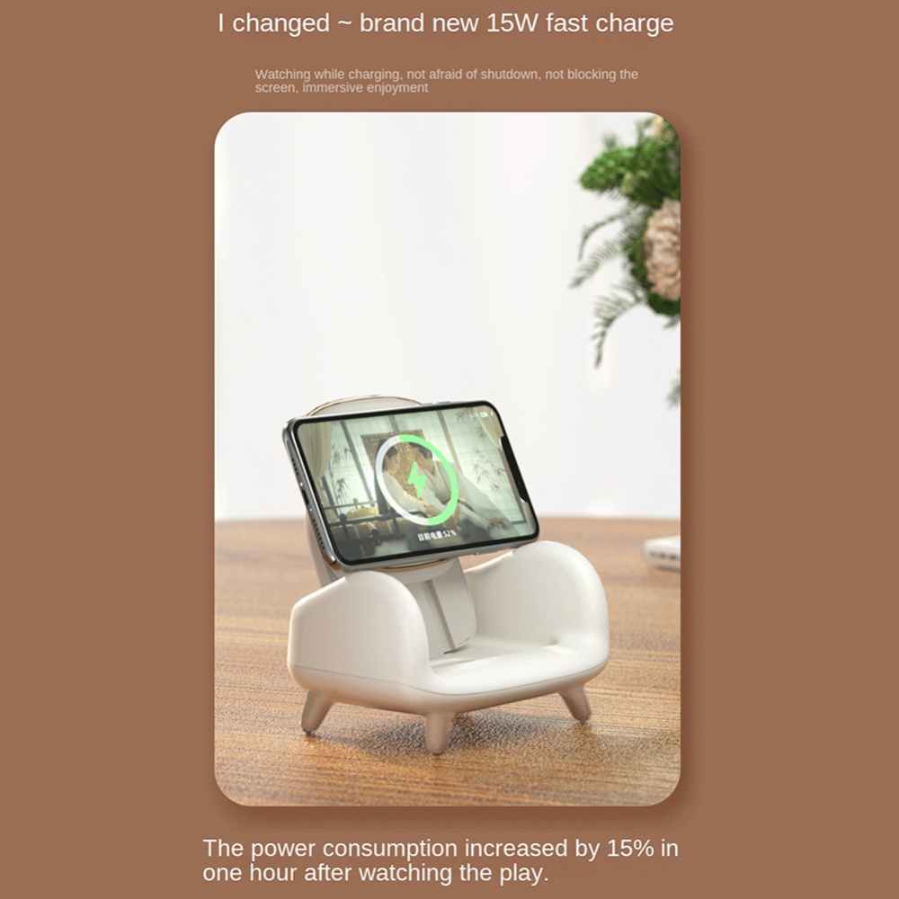 Janpim Wireless Charger for IOS Android Phone 15w Fast Charge Sofa Chair Holder Stand White - Image 2