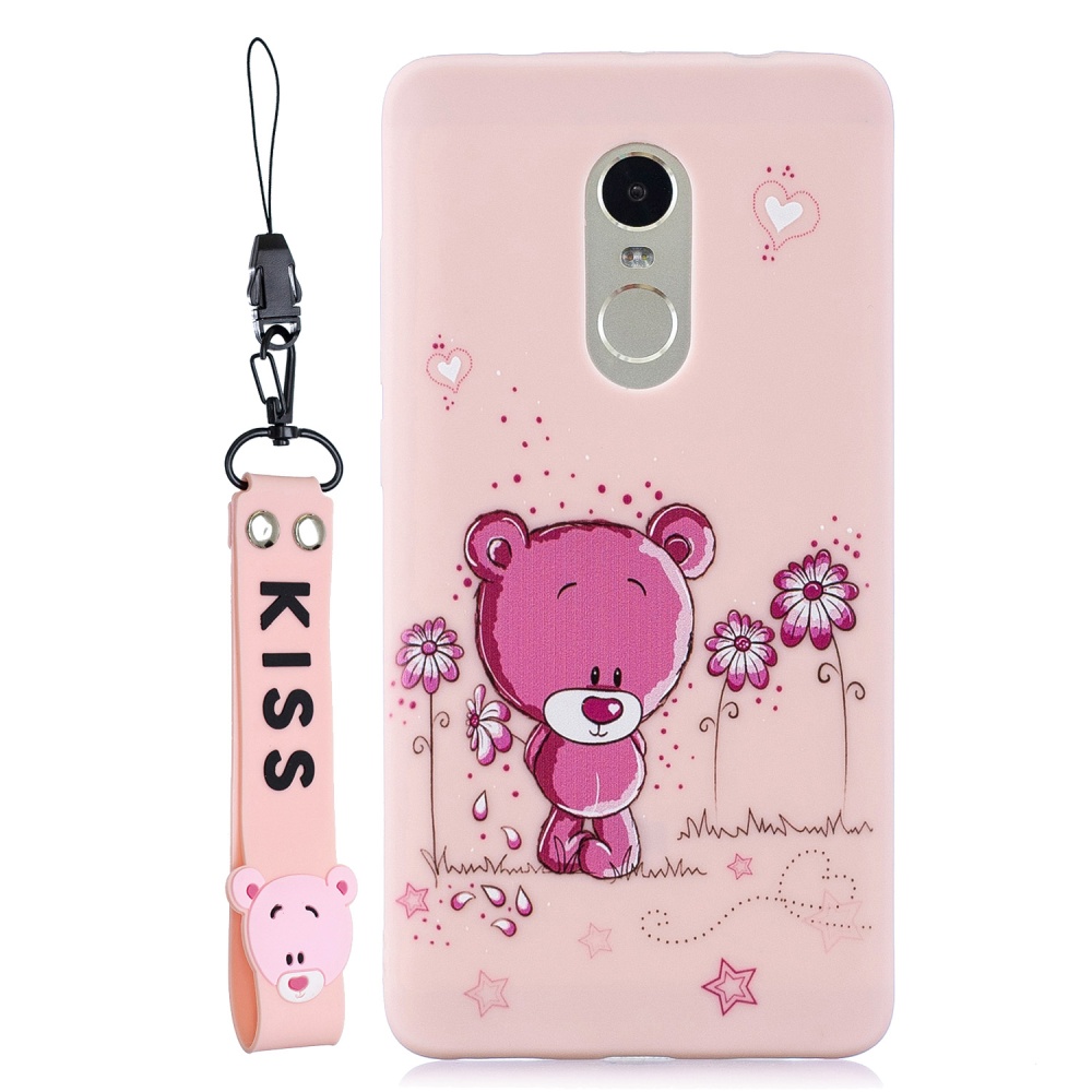 For Redmi note 4X/NOTE 4 Cartoon Lovely Coloured Painted Soft TPU Back Cover Non-slip Shockproof Full Protective Case with Lanyard Light pin - Image 3