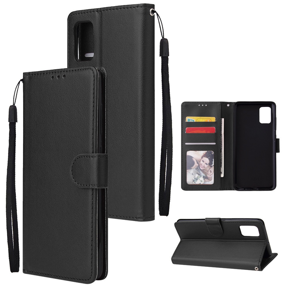 For Samsung A51 Phone Case PU Leather Shell All-round Protection Precise Cutout Wallet Design Cellphone Cover Black - Image 3