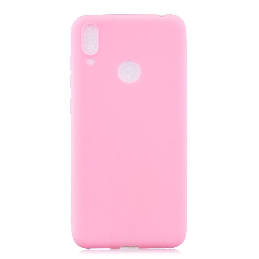 For HUAWEI Y7 2019 Lovely Candy Color Matte TPU Anti-scratch Non-slip Protective Cover Back Case dark pink - Image 3