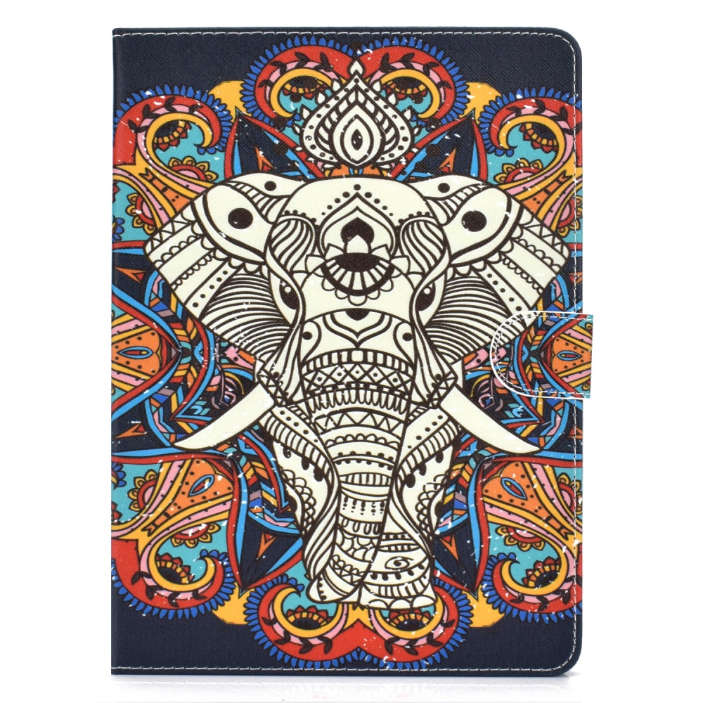 For iPad Pro 11 Laptop Protective Case Smart Stay Color Painted PU Cover with Front Snap Fun elephant - Image 3