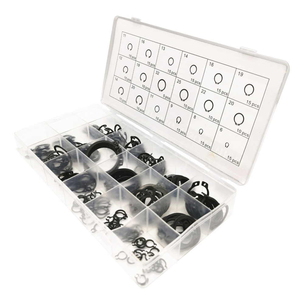 225pcs Retaining Circlips C-clip Assortment Kit 6mm-32mm Manganese Steel Snap Ring Shaft Fastener (box style random) - Image 2