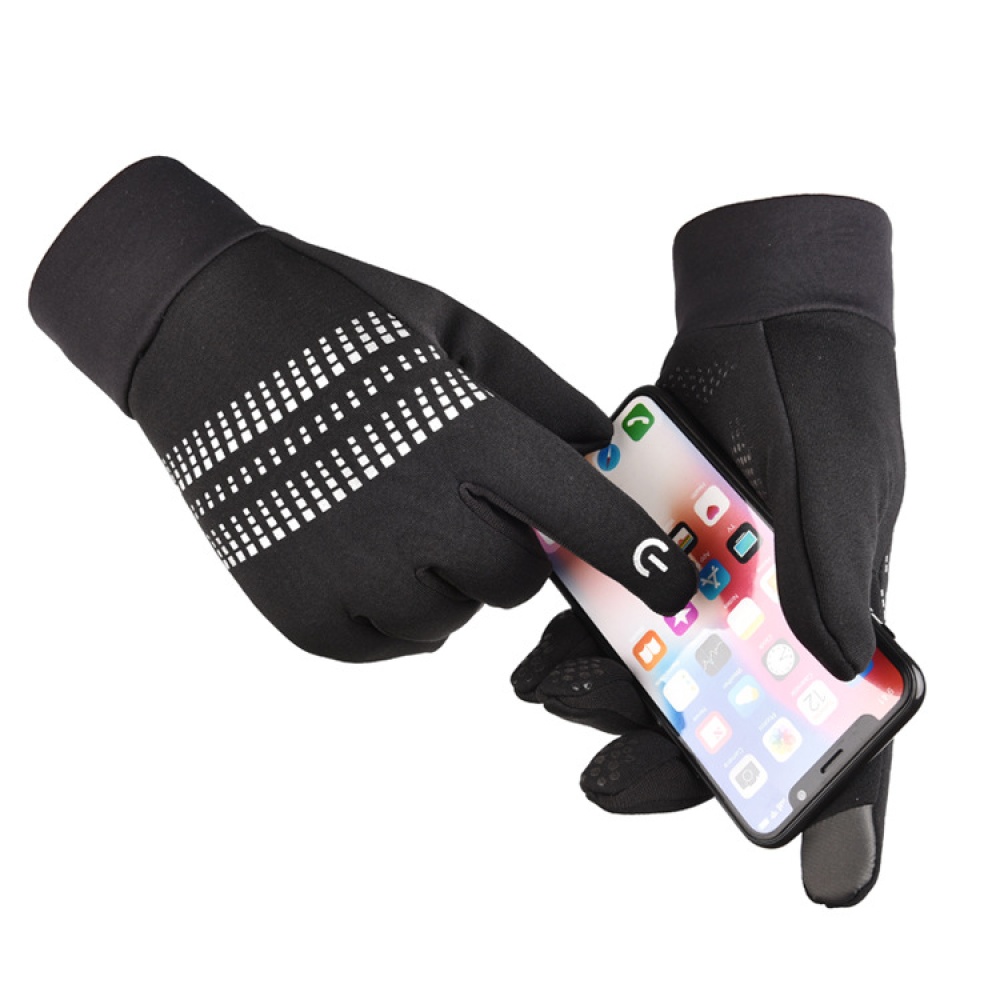 Outdoor gloves Fleece antiskid Winter Cycling Gloves touch screen Windproof Sport For Bike Motorcycle Warm Glove black_One size - Image 2