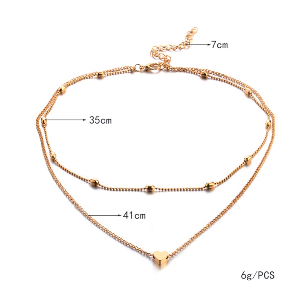 Women Necklace Alloy Simple Style Fashion Peach-heart-shape Multi-layer Clavicle Golden - Image 3