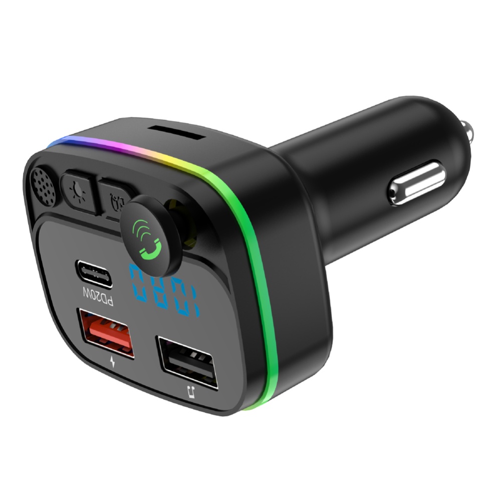 Car Charger Bluetooth-compatible 5.0 Fm Transmitter Hands-free Calling Dual Usb Music Player Audio Receiver black - Image 3