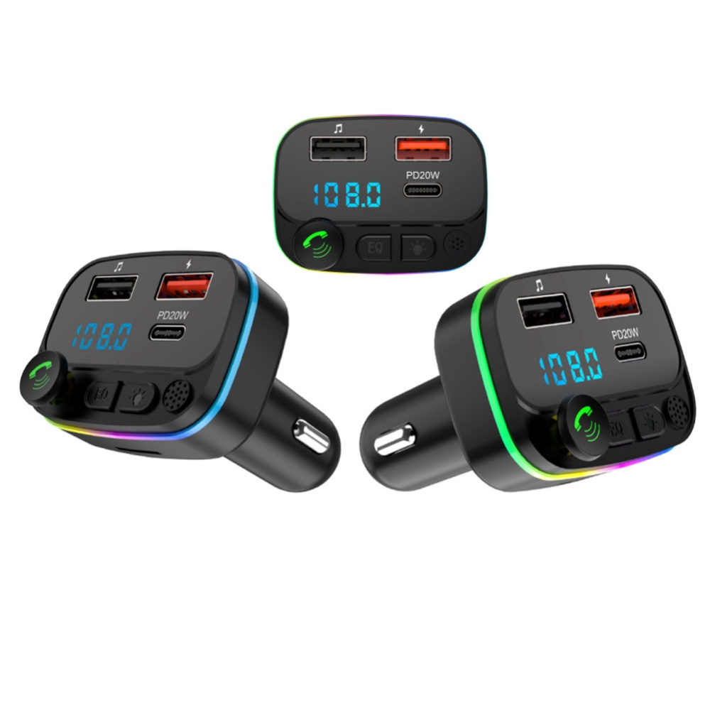 Car Charger Bluetooth-compatible 5.0 Fm Transmitter Hands-free Calling Dual Usb Music Player Audio Receiver black - Image 2