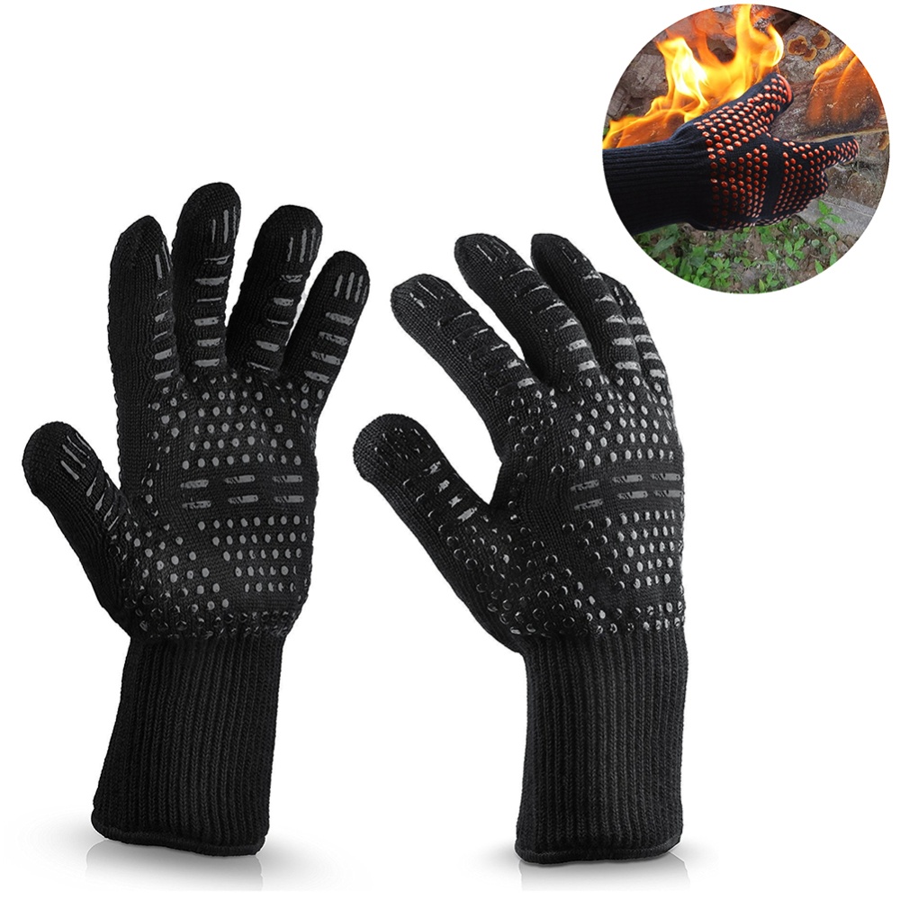 BBQ Grilling Cooking Gloves Extreme Heat Resistant Oven Welding Kitchen Tool Blue torch_33CM - Image 2