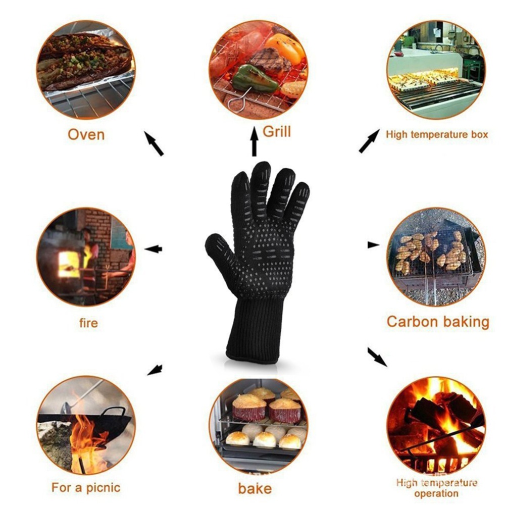 BBQ Grilling Cooking Gloves Extreme Heat Resistant Oven Welding Kitchen Tool Blue torch_33CM - Image 3