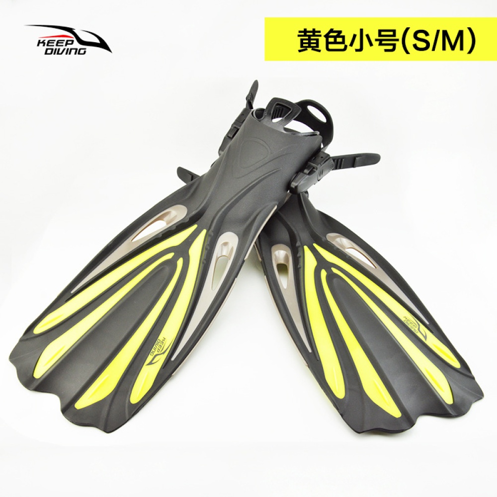 Open Heel Scuba Diving Long Fins Adjustable Snorkeling Swim Flippers Special For Boots Shoes Monofin Gear Yellow Small (S/M) - Image 3