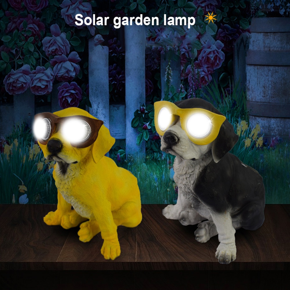 Solar Dog Statues Figurines Ornaments Resin Crafts Atmosphere-lights For Home Garden Outdoor Yard Decoration little yellow dog - Image 3