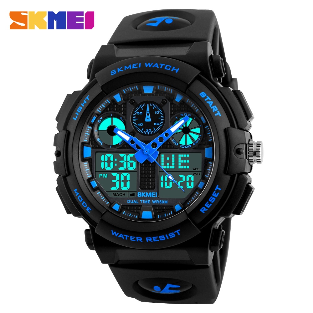 SKMEI Men Quartz Digital Watch Waterproof Alarm Sports Wristwatch Yellow - Image 3