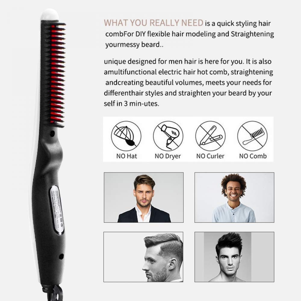 Styling Comb Beard Straightener Hair Electric Hot Straightening Curling Brush U.S. regulations - Image 3