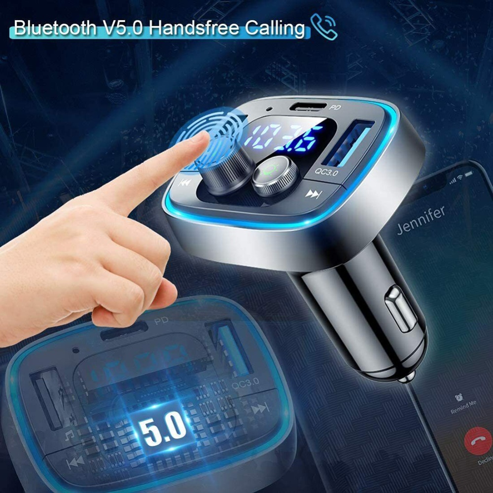 Car Adapter Wireless FM Radio Transmitter Bluetooth 5.0 Black - Image 3