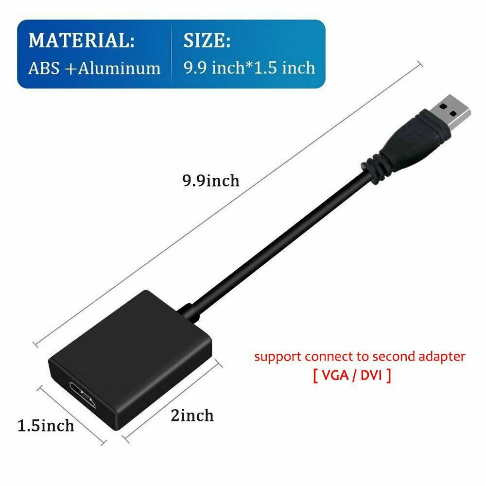 USB 3.0 to HDMI Audio Video 1080P Adaptor Converter Cable for PC Laptop HDTV TV black - Image 2