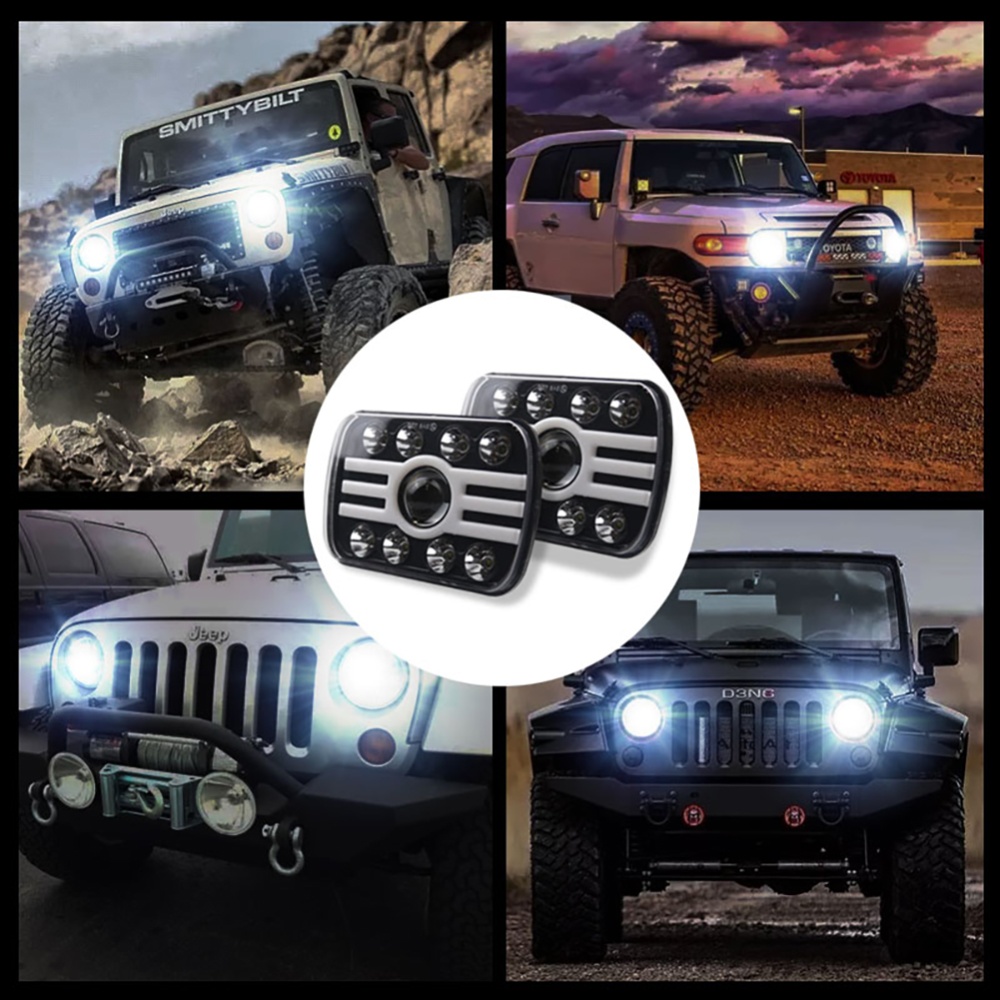 For Jeep Wrangler 500 W 30000LM 7 inch LED Headlights 5X7/7X6 Led Beam Headlamp Angel eye (8 beads with lens) H Shape Headlight - Image 3