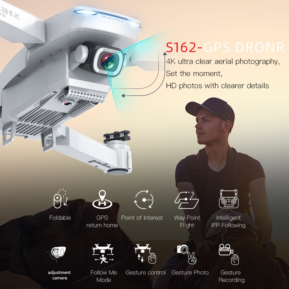 S162 Drone Gps 4k Hd 1080p 5g Wifi Fpv Quadcopter Flight 20 Minutes Rc Distance 500m Smart Return Pro 5G GPS 4K - Image 3