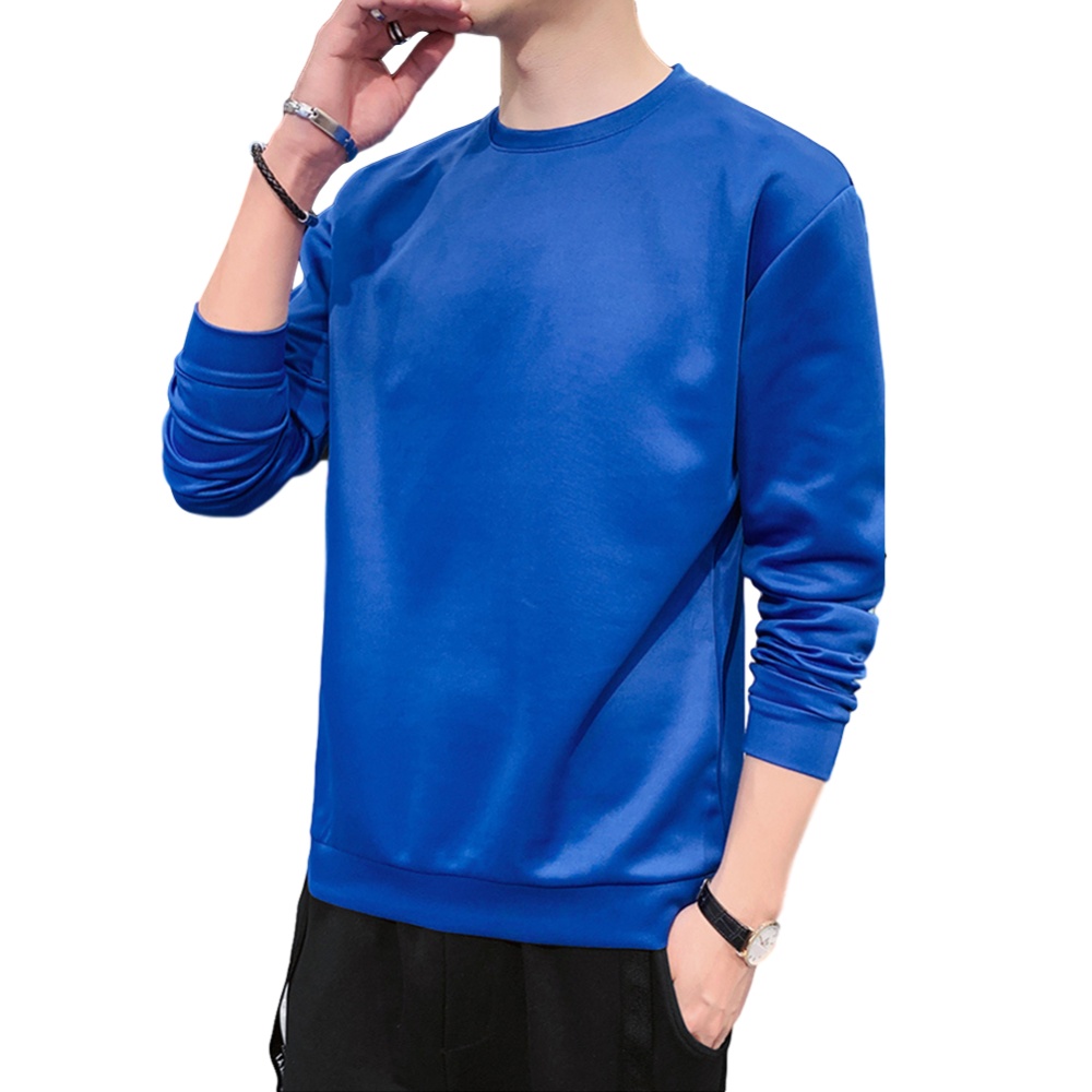 Men's Sweatshirt Round Neck Long-sleeved Solid Color Bottoming Shirt yellow_XXXL - Image 3