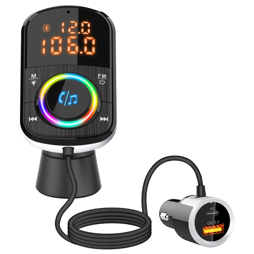 Bc71 Car Mp3 Player Bluetooth Fm Transmitter Dual-display Fast Charge PD Charger with Lights black - Image 3