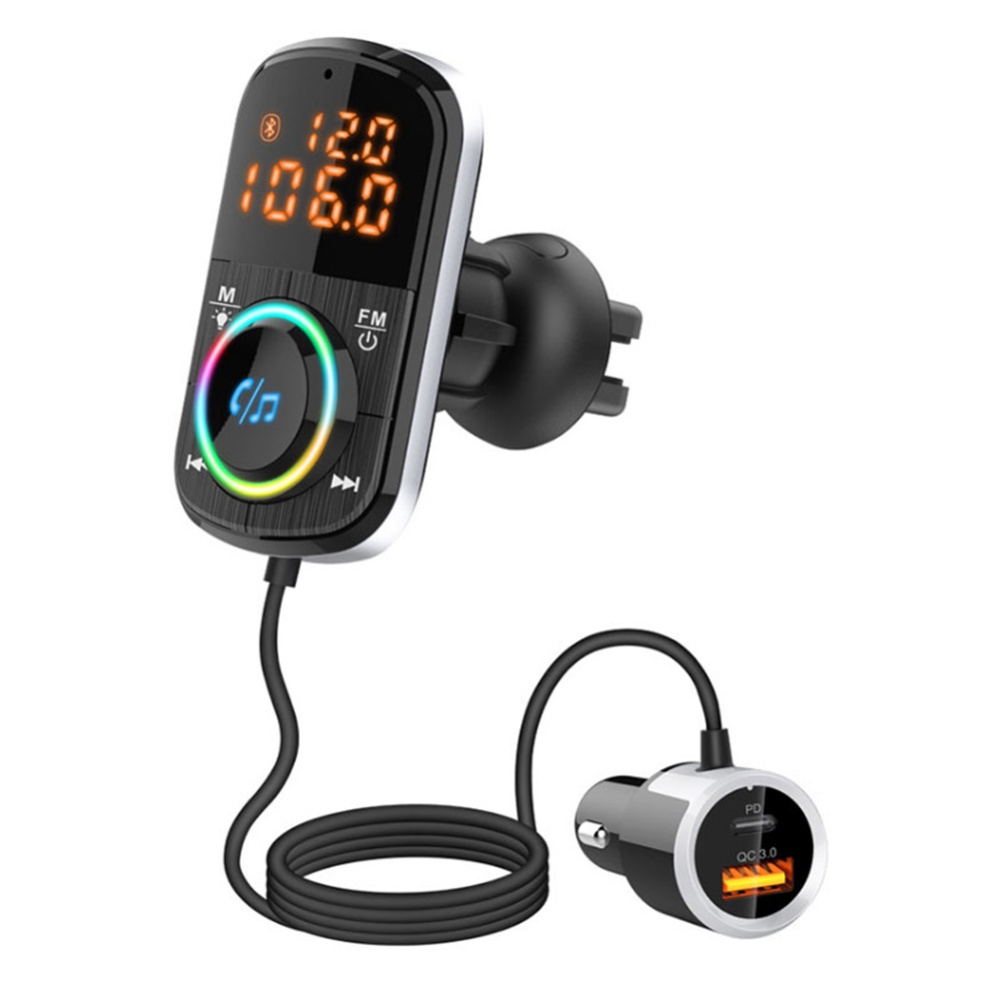 Bc71 Car Mp3 Player Bluetooth Fm Transmitter Dual-display Fast Charge PD Charger with Lights black - Image 2