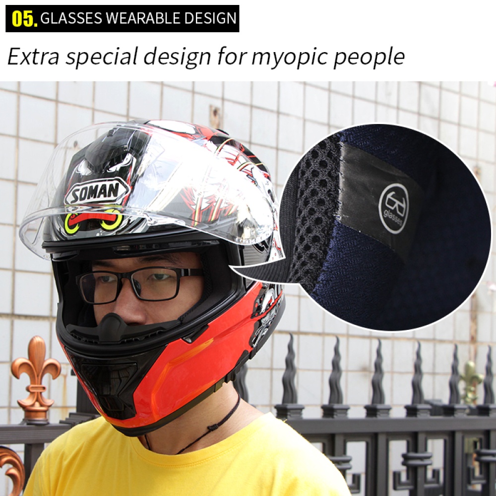 Outdor Riding Helmet Motorcycle Racing Men and Women Double Lenses Compatiable with Glasses Safe ECE Standard Accessaries Pharaoh_L - Image 2