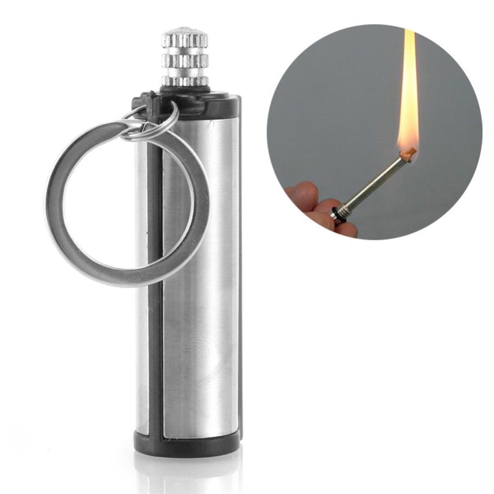 Steel Fire Starter Flint Match Lighter Keychain Camping Emergency Survival Gear stainless steel_2pcs 5.5*1.9 - Image 2