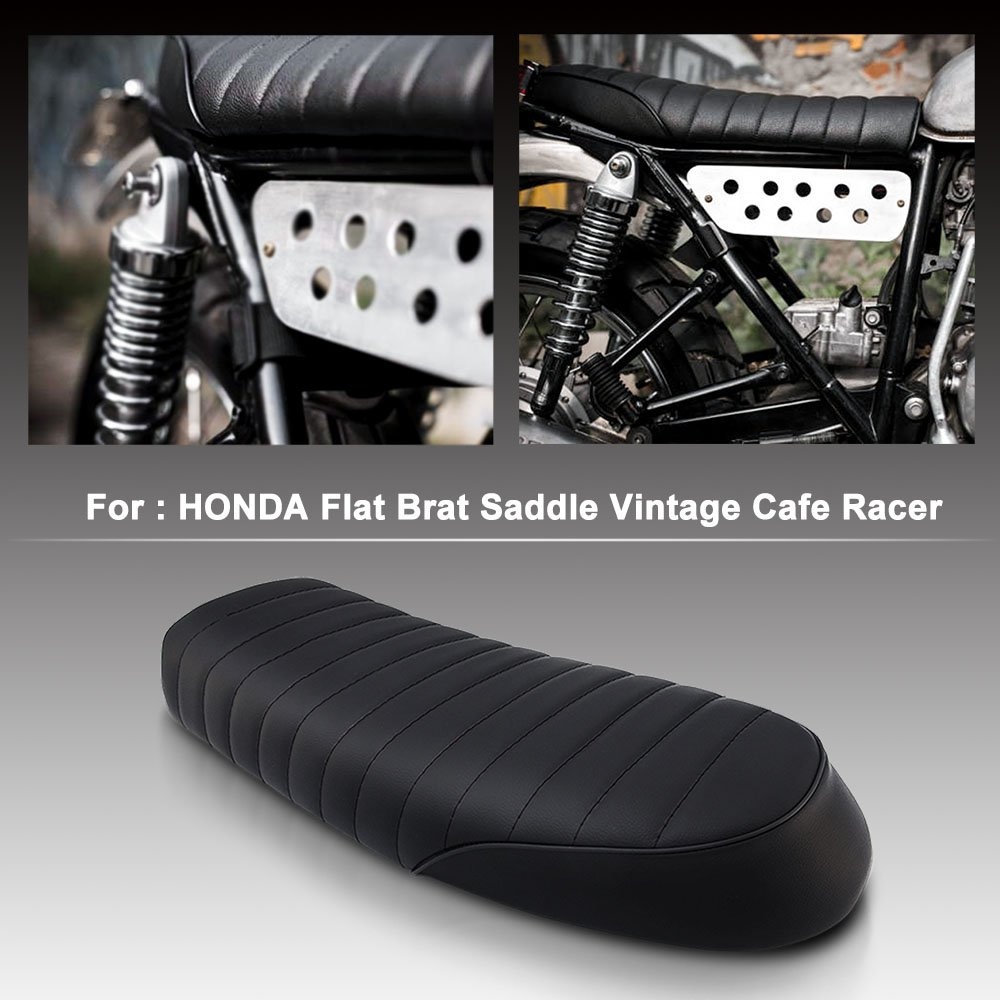 Motorcycle Vintage Saddle Cafe Racer Seat Flat Brat for Honda CB CL Yamaha SR XJ SUZUKI GS black - Image 2