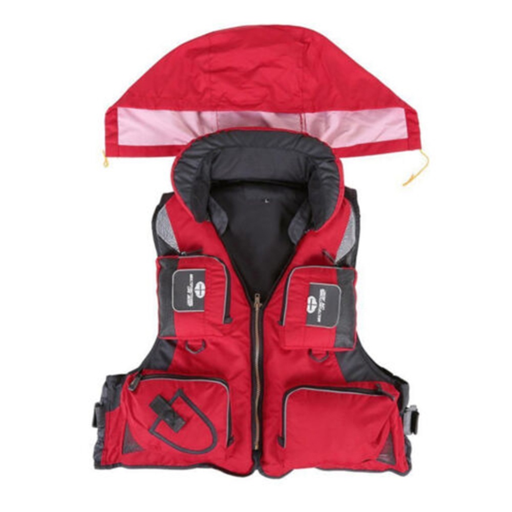 Adjustable Adult Safety Life Jacket Survival Vest for Swimming Boating Fishing red_XL - Image 3