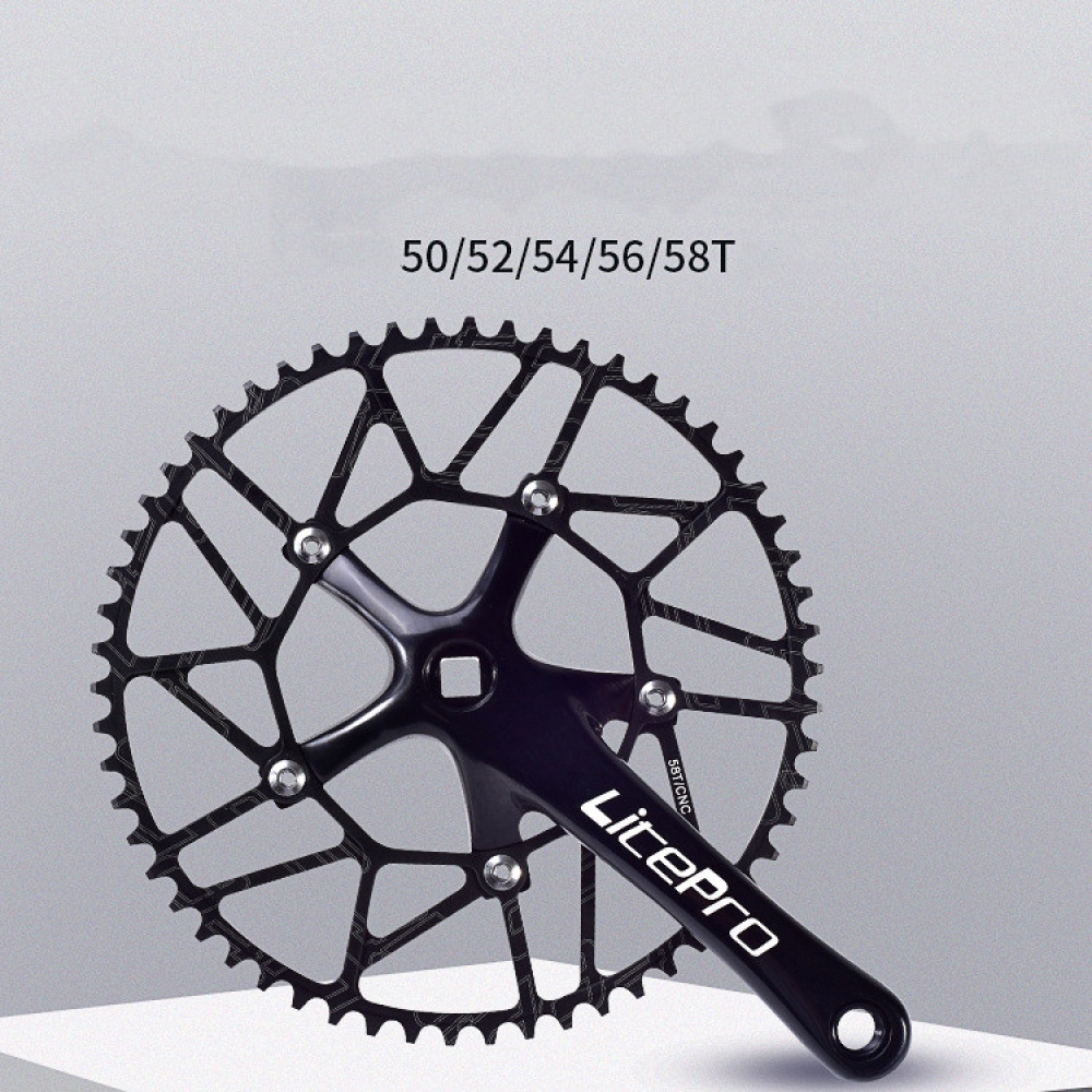 Ultralight LP Positive And Negative Teeth 52 54 56 58T Single Disc 130BCD Crank Bicycle Sprocket Black crank + 56T disc / set_Special size - Image 2