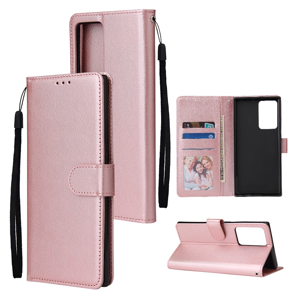 For HUAWEI PSmart 2020/Y5P/Y6P PU Leather Mobile Phone Cover with 3 Cards Slots Frame Rose gold - Image 3