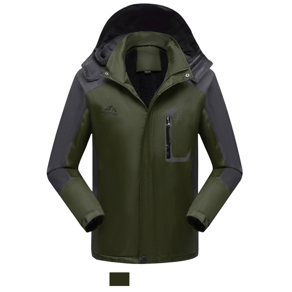 Men's Jackets Winter Thickening Windproof and Warm Outdoor Mountaineering Clothing blackish green_5XL - Image 3