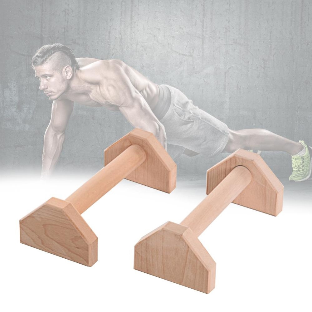 Wooden Push-Ups Rack Parallettes Gymnastics Calisthenics Stand Handstand Bar Fitness Training Pine wood small 25cm - Image 2