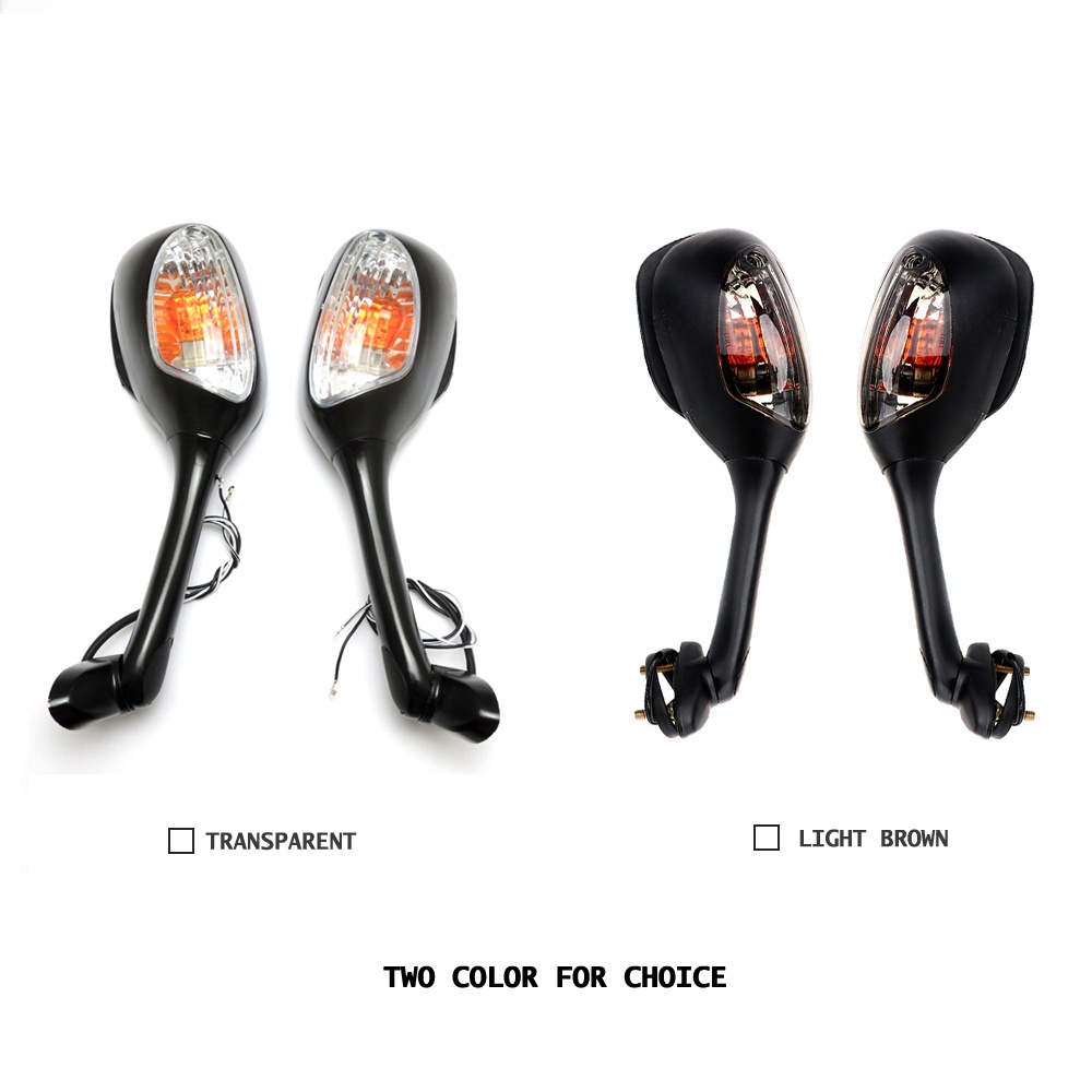 Motorcycle Rearview Side Mirrors for Suzuki GSXR 600 750 1000 with Turn Signal Light Black transparent cover - Image 2