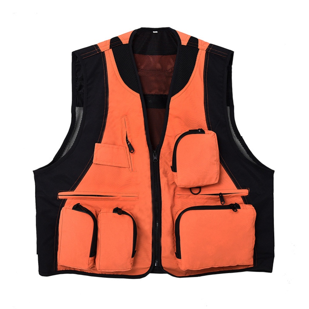 Quick-drying Fishing Vest Breathable Jacket With Multi-pocket For Outdoor Photography Sports Orange_L - Image 2