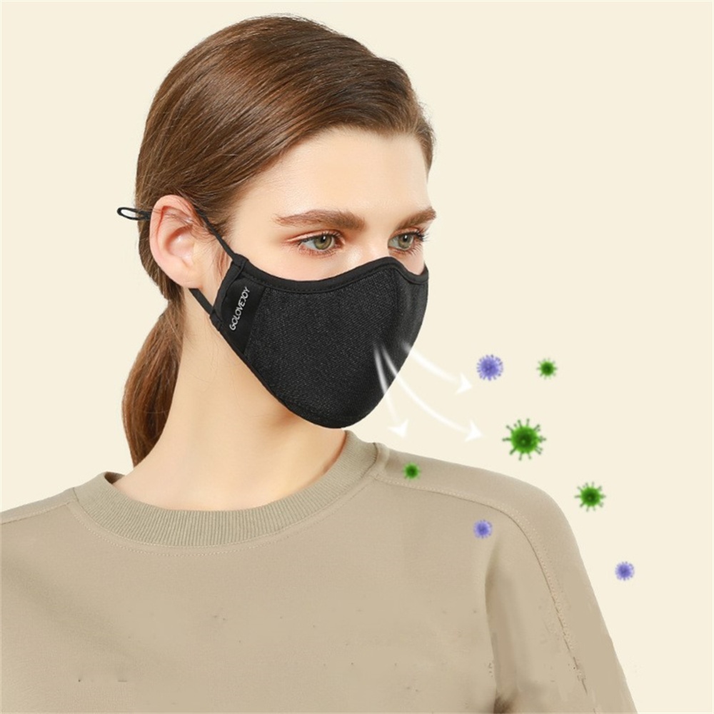 Cotton Comfortable Breathable Face Mask Washable Reusable Cover Adjustable Ear Loops black_One size - Image 2