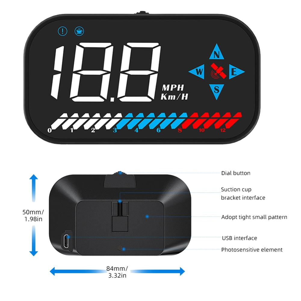 Car Hud Head-Up Display Digital Gps Speedometer Compass HD Screen Universal for Outdoor Off-Road Vehicle Black - Image 3