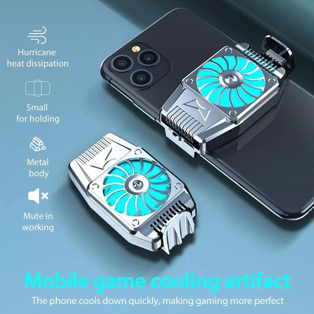 Universal Mini Mobile Phone Cooling Fan Radiator Turbo Game Cooler Cell Cool Heat Sink Silver - Image 3