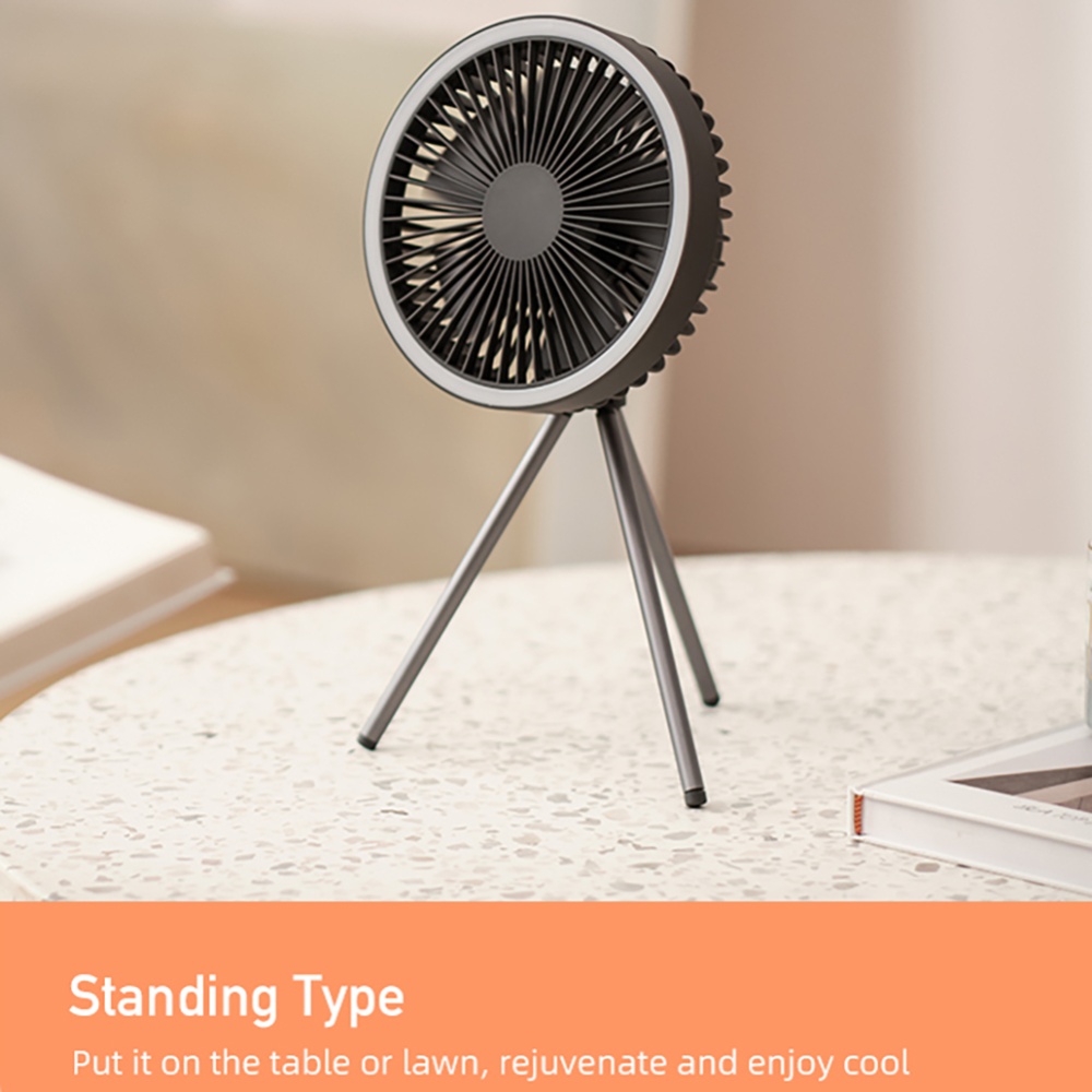 Air Cooling Fan USB Chargeable with Desk Tripod Stand Night Light Outdoor Camping Ceiling - Image 3