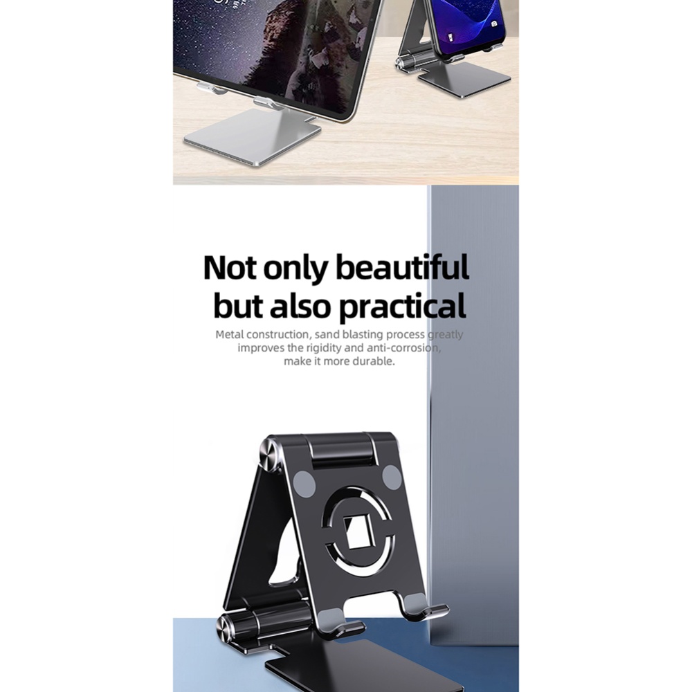 Mobile Phone Stand Foldable Portable Aluminum Alloy Desktop Holder Cradle Dock Stable Tablet Bracket space black - Image 2