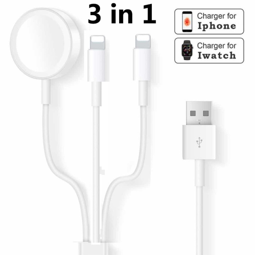 3 in 1 Wireless Charger for Apple Watch Series 2 4 USB Magnetic Charging Cable iPhone 5 6 7 8 X/plus white - Image 3