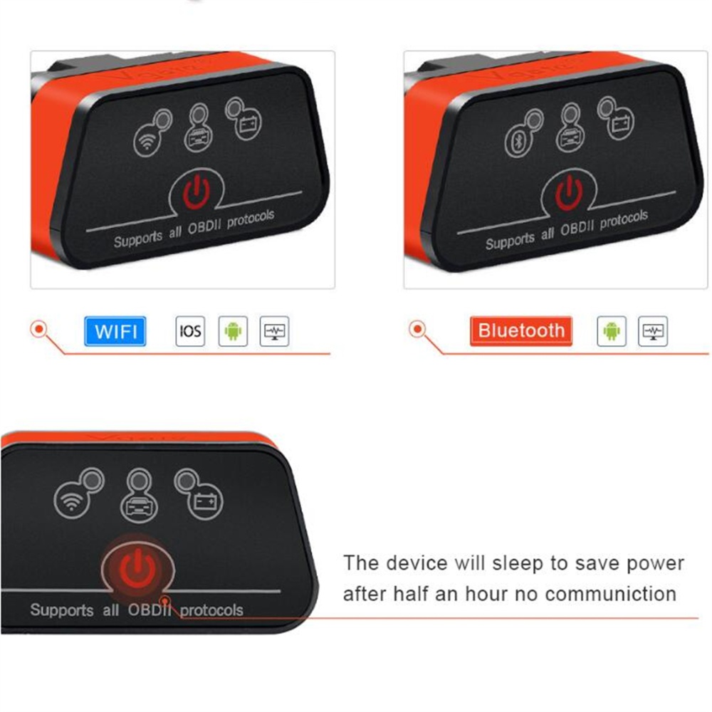 Vgate Icar 2 Wifi Version Obd2 Code Reader Icar2 Supports Obdii Protocols for Android IOS Windows Black Orange - Image 3