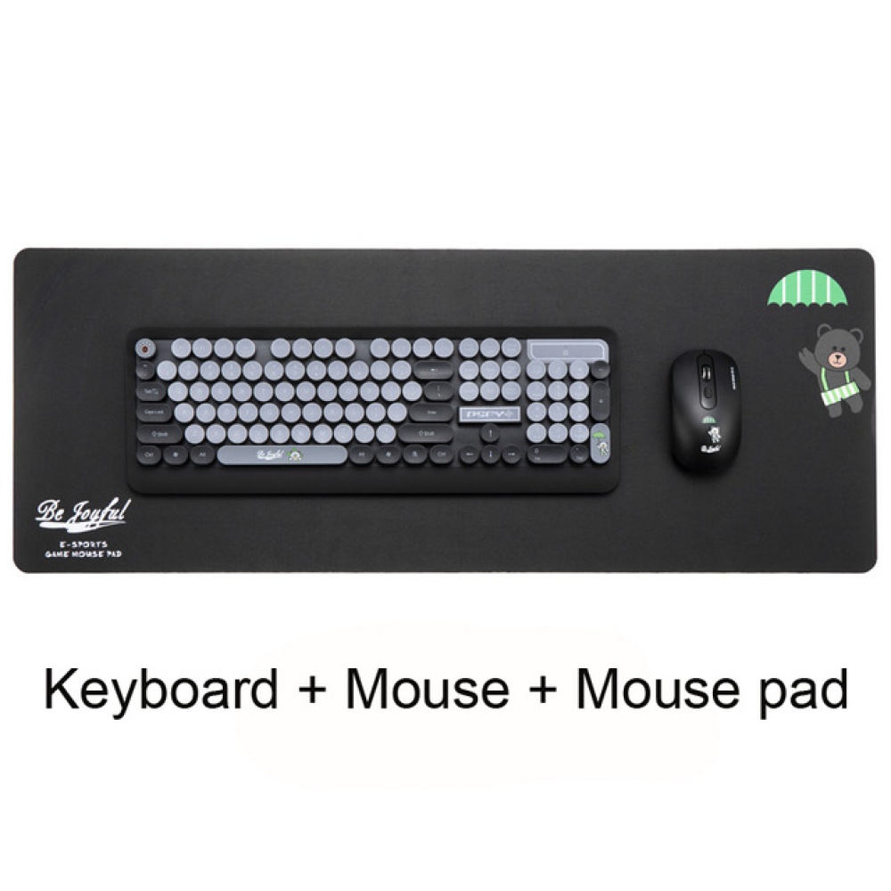 K68 Gaming Wireless Keyboard Mouse Combos Cute Retro Round Keycap Cartoon Personality Computer Peripherals for Desktop Laptop black - Image 3