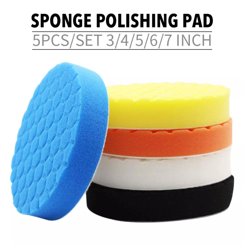 5 Pcs/set Sponge Polishing Pad Car Beauty Waxing Set 3/4/5/6/7 Inch Hexagonal Pattern 7 inch - Image 3