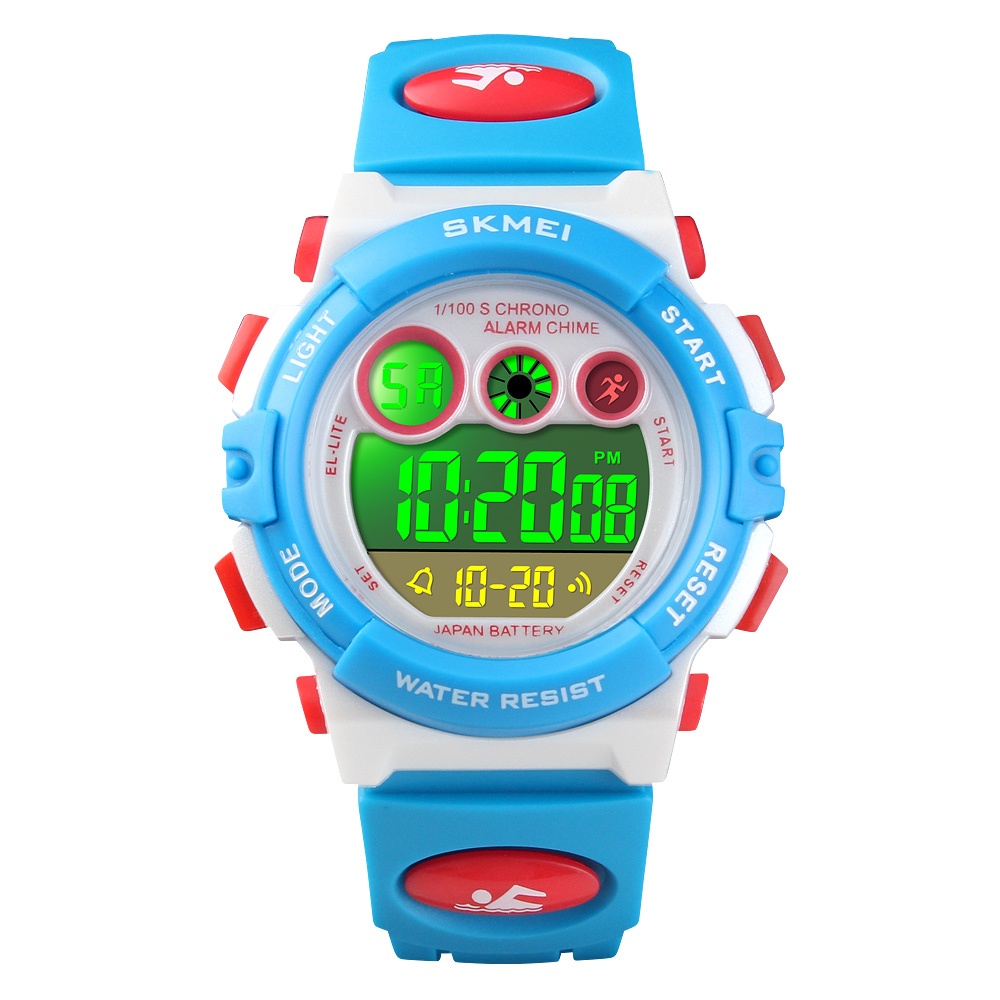 SKMEI Kids Digital Watch Transparent Colorful Led Multifunctional 50m Waterproof Outdoor Student transparent pink - Image 3