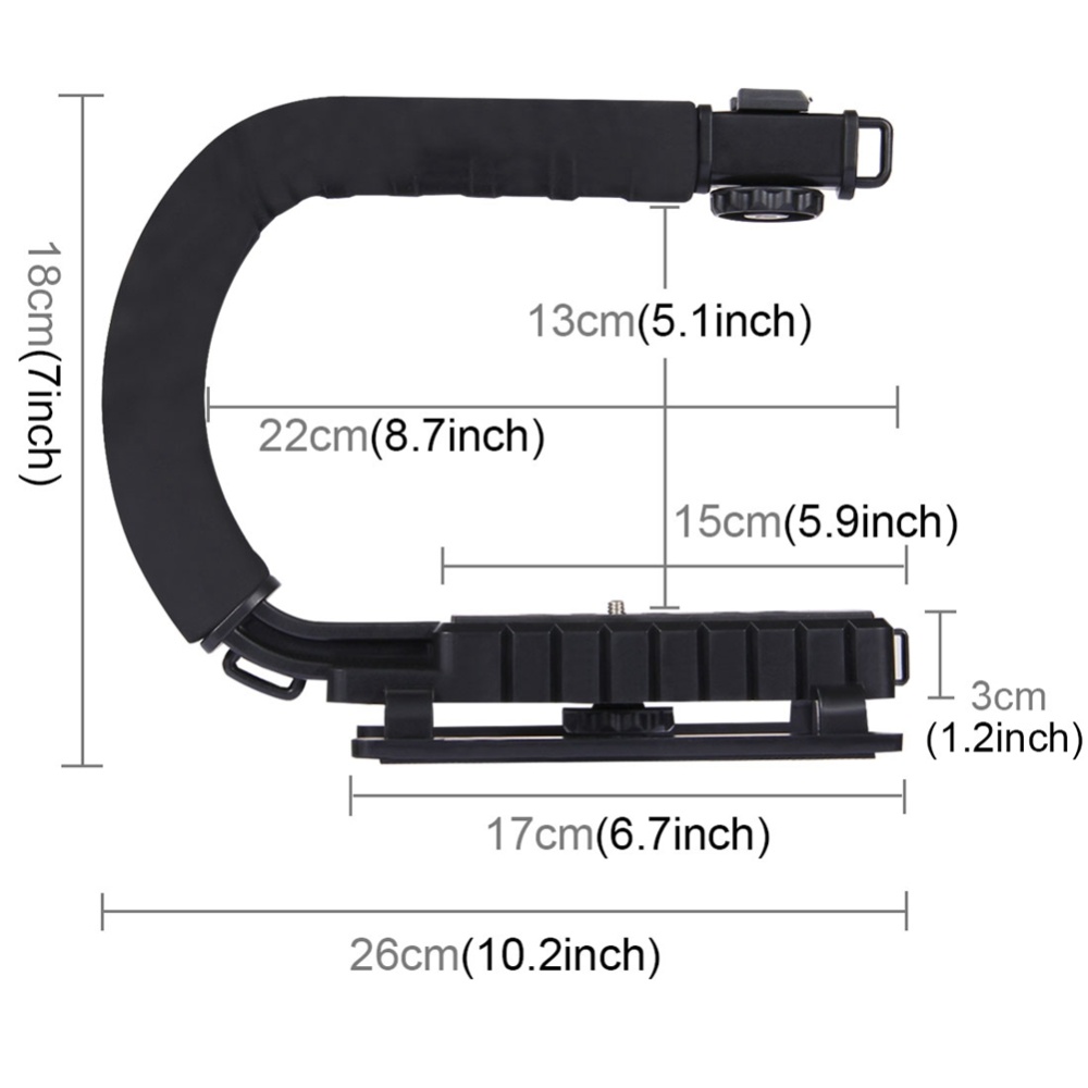 PULUZ U-Grip Shoe Mount C-shaped Single Handgrip Camera Stabilizer PKT3012 - Image 3