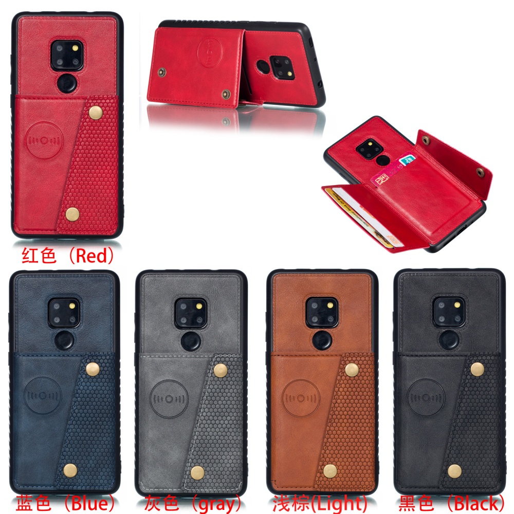 For HUAWEI MATE 20 Double Buckle Non-slip Shockproof Cell Phone Case with Card Slot Bracket black - Image 3