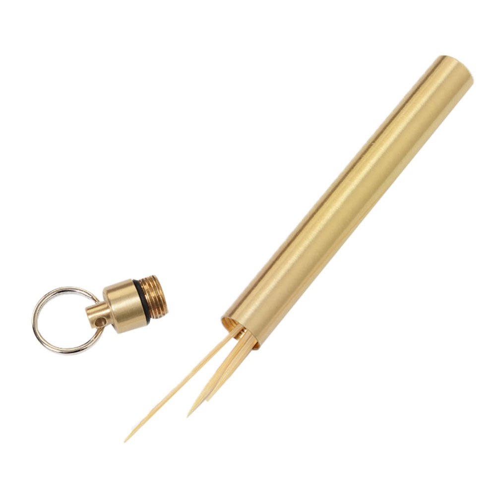 Portable Brass Waterproof Sealed Bin Outdoor Mini Tooth Pick Holder toothpick holder - Image 2