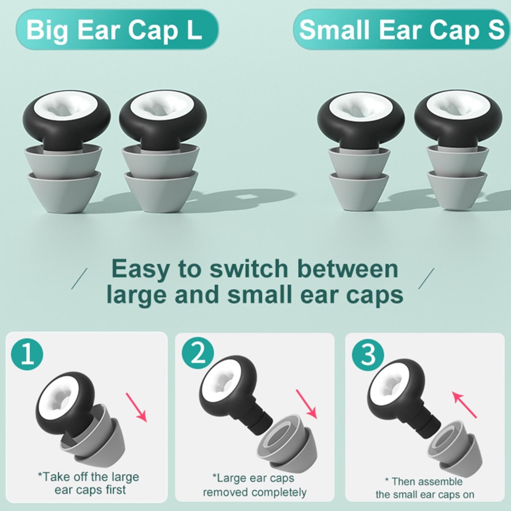 Noise Canceling Earplugs Replacement Quiet Soundproof Hearing Protection Silicone Sleep Ear Plug With Cap ES200 gray - Image 2