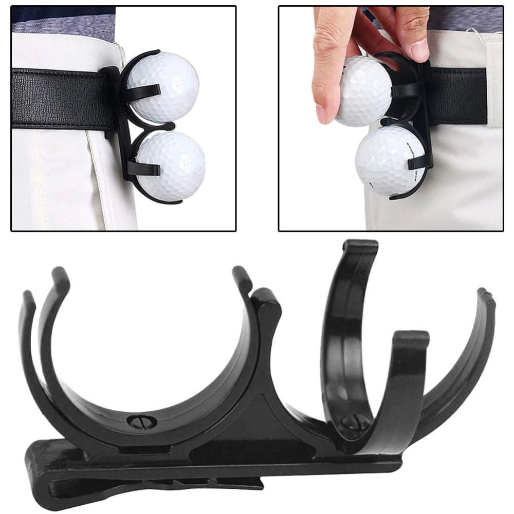 Portable Rotatable Folding Plastic Golf Ball Clamp Storage Holder with Belt Clip Golfing Sporting Training Tool Accessory black - Image 3